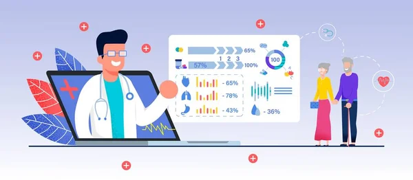 Online doktorka Senioři, šablona sociálního média, aplikace — Stockový vektor