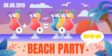 Plaj partisi kokteylleri özel teklif vektör poster