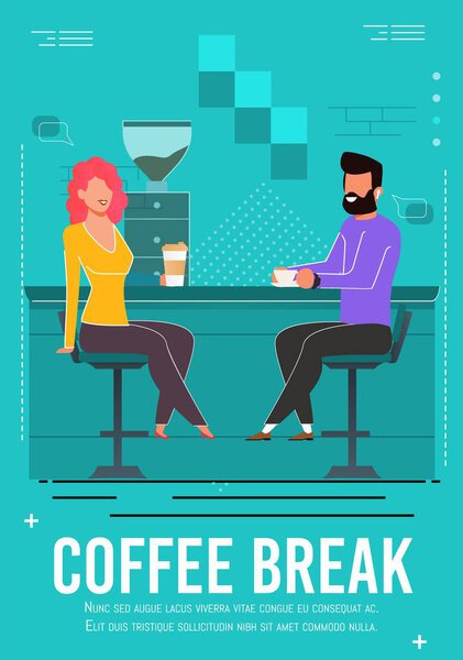 Coffee Break Invitation Flyer with Resting People