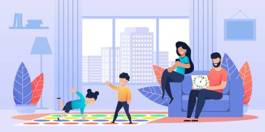 Aile için Düz Vektör Aktif Zemin Daimi Oyunu