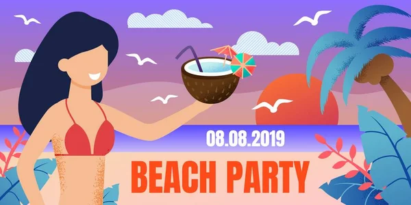 Plážový večírek na uvítací straně tropického ostrova — Stockový vektor