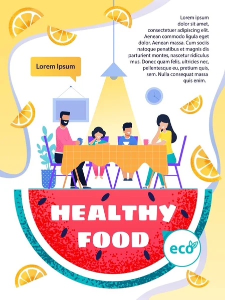 Textová brožura propagace zdravých potravin a životního stylu — Stockový vektor