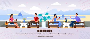 Erkekler ve Kadınlar Açık Cafe Reklam Düz Banner dinlenme