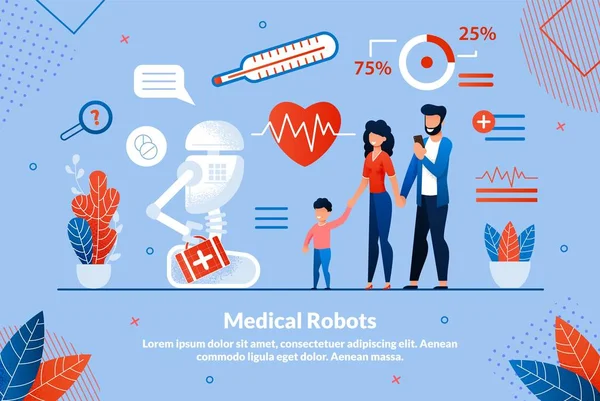 Informační plakát lékařské roboty. — Stockový vektor