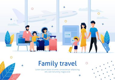 Aile Seyahat Düz Vektör Reklam Banner