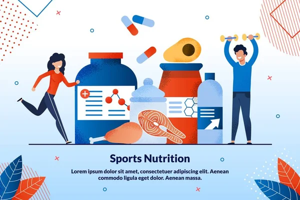 Διαφήμιση αφίσα αθλητική διατροφή γράμματα. — Διανυσματικό Αρχείο