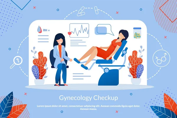 Informatieve flyer geschreven Gynaecologie Checkup. — Stockvector