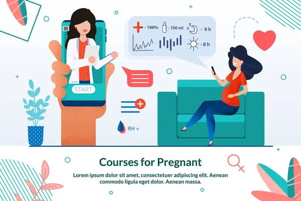 Informativ banner kurser för gravida Cartoon. — Stock vektor