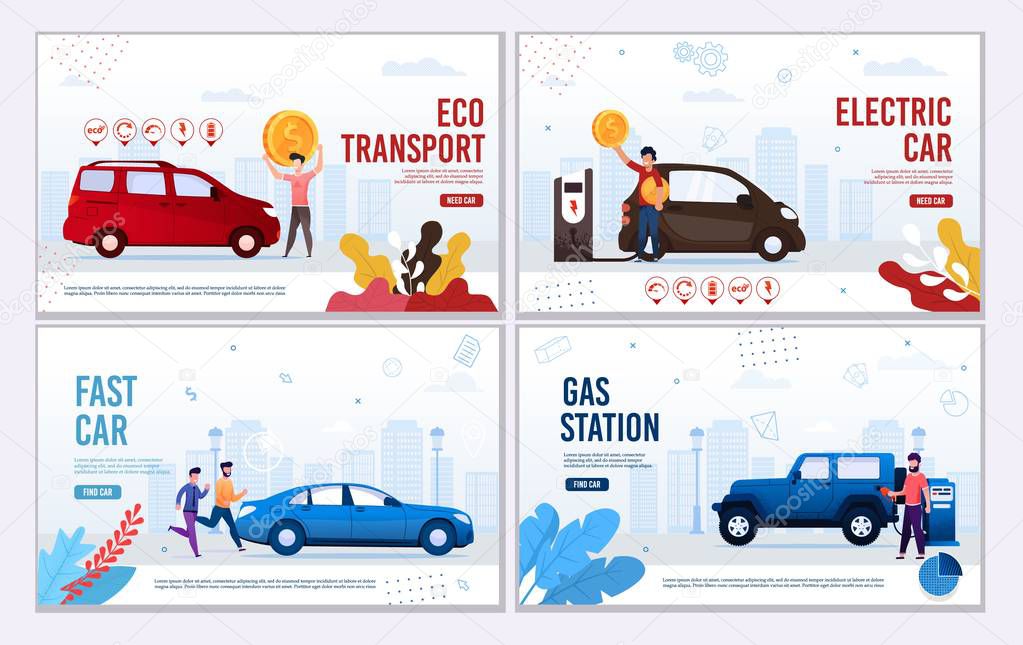 Automotive Webpage Banner Set Offer Eco Transport