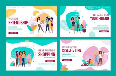 Açılış Sayfa Seti için Kadın Dostluk Tasarımı