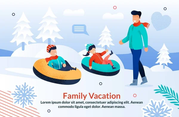 Motivation des vacances d'hiver en famille Affiche plate — Image vectorielle