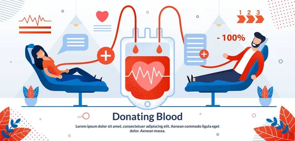 Donating Blood Volunteer Vector Banner Template — 스톡 벡터