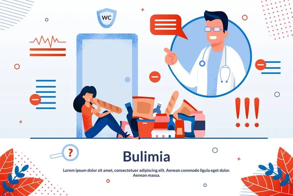 Bulimia Eating Disorder Treatment Vector Banner — 스톡 벡터