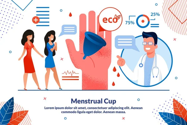 Templat Vektor Flat Ad Cup Menstrual - Stok Vektor