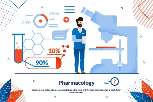 Pharmacology Science Flat Vector Banner Template — 스톡 벡터