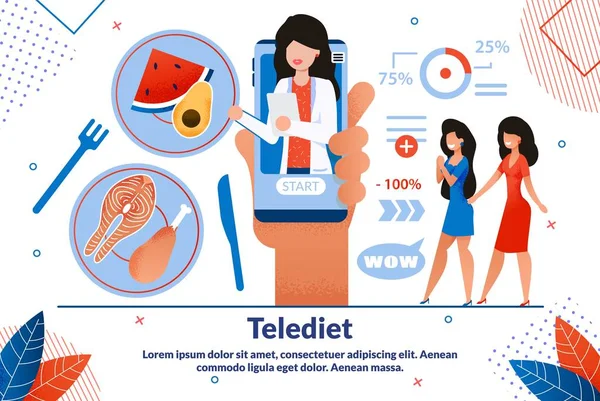 Telediet Application Flat Vector Banner mall — Stock vektor