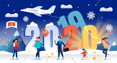 Yeni Yıl Tatil Seyahat Vektörü Konsepti