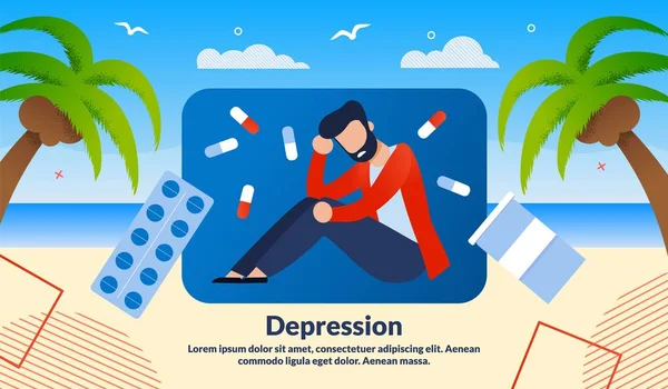 Erkekler Depresyon Tedavi Vektör Sancak Şablonu