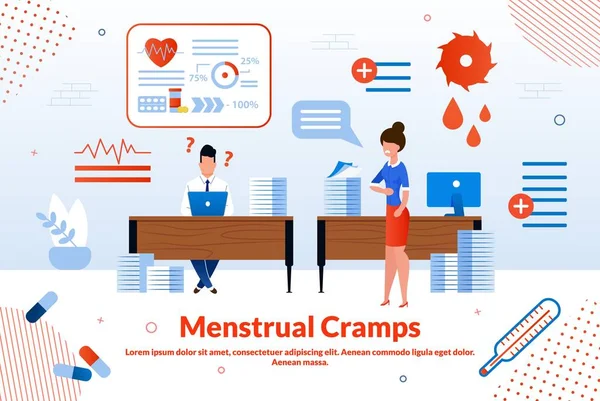 Modèle de bannière vectorielle plate de crampes menstruelles — Image vectorielle