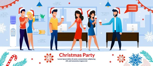 Christmas Party in Company Office Vector Banner — Wektor stockowy