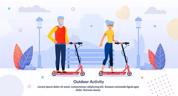 Atividade ao ar livre para pessoas aposentadas Poster plano — Vetor de Stock