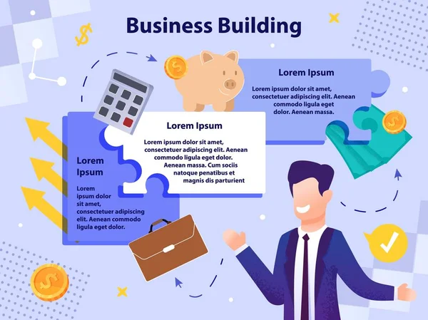 Information Banner Business Building Strategi. — Stock vektor