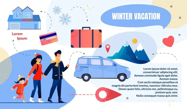 Bright Flyer is Written Winter Vacation, Tourism. — Stock Vector