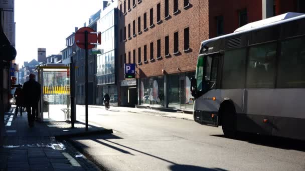 Vehículos se detuvieron en la intersección para dejar que los peatones — Vídeo de stock