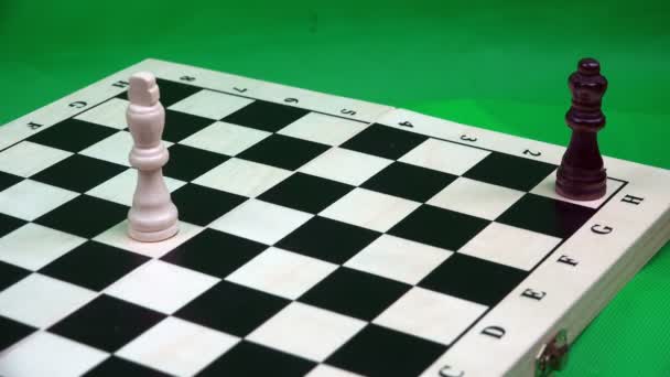 Η επιλογή στην οποία η μαύρη βασίλισσα κερδίζει τον λευκό βασιλιά το παιχνίδι σκάκι — Αρχείο Βίντεο