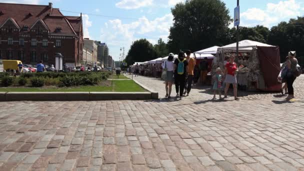 Popelářský vůz stiskne prázdné kartonové krabice, které jsou složeny do těla čisticí zaměstnanci společnosti — Stock video