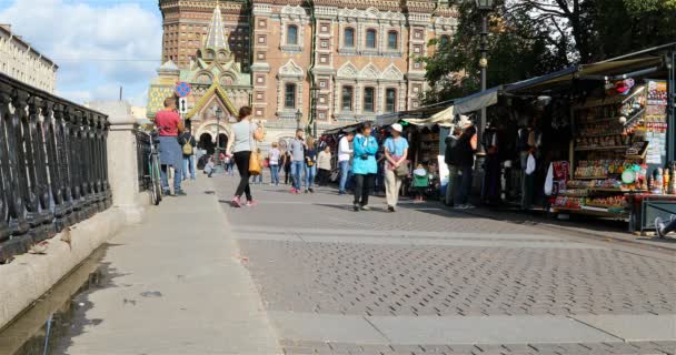 Touristen fotografieren den Retter am Bluttempel — Stockvideo