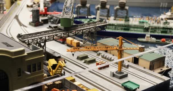 Exposición del modelo del puerto marítimo — Vídeo de stock
