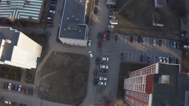 Car parked near the house. Aerial photography — Stock Video