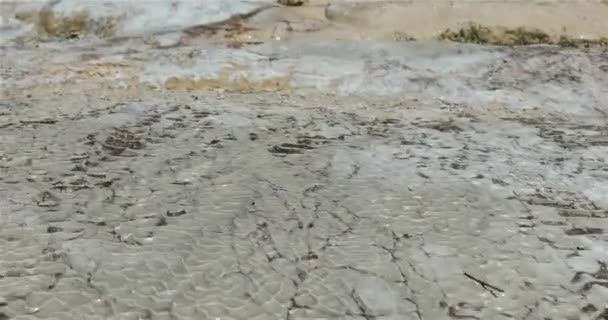 Scheuren in stenen gevormd door calcietstalactieten — Stockvideo