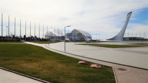 Objects of the 2014 winter Olympics and attractions in the Sochi Olympic Park — Stock Video
