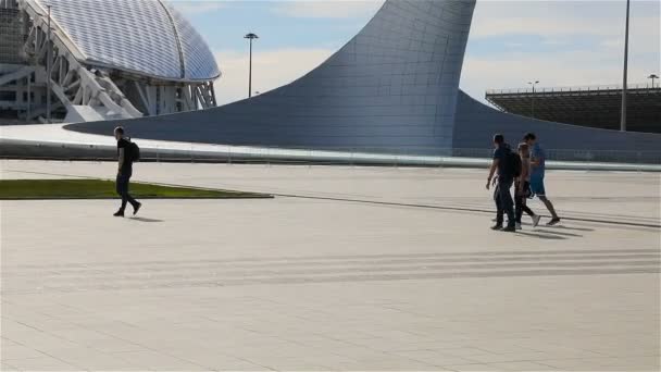 游客们在索契奥林匹克公园游览 — 图库视频影像