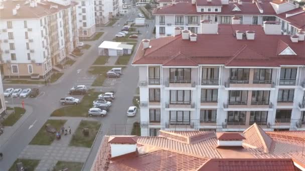 Red roofs of a residential complex — Stock Video