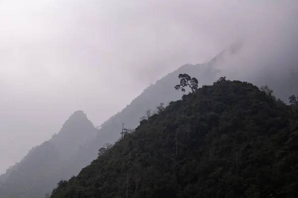 Giang Vietnã Março 2017 Montanhas Cercadas Por Neblina Norte Vietnã — Fotografia de Stock
