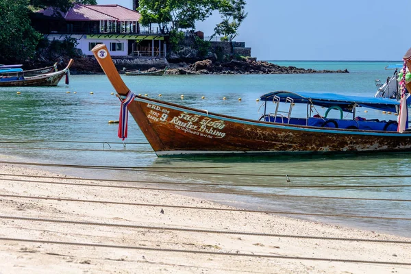 Koh Phi Phi Thailand Mai 2018 Long Tail Boot Geparkt — Stockfoto