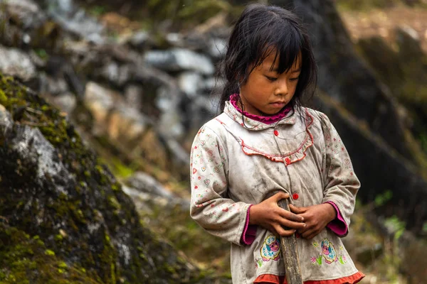 Giang Βιετνάμ Μαρτίου 2018 Παιδί Από Την Εθνοτική Μειονότητα Hmong — Φωτογραφία Αρχείου