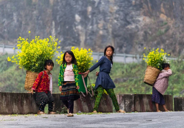 Giang Vietnam Marzo 2018 Bambini Della Minoranza Etnica Hmong Che — Foto Stock