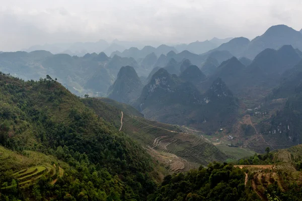 Giang Vietnam März 2018 Malerisches Tal Mit Reisterrassen Umgeben Von — Stockfoto