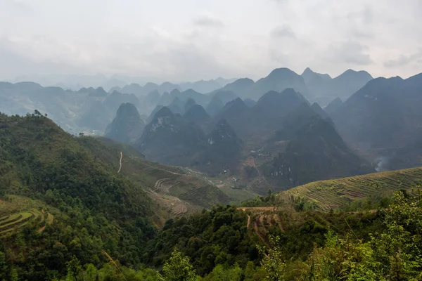 Giang Vietnam März 2018 Malerisches Tal Mit Reisterrassen Umgeben Von — Stockfoto