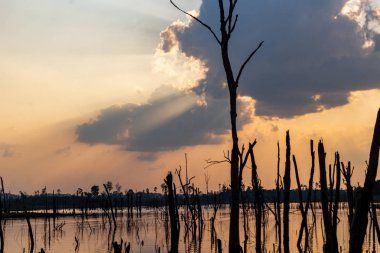 Thakhek, Laos - 19 Nisan 2018: Irreal görünüm Laos Khammouane bölgesinin en uzak bölgelerinden biri bir peyzaj