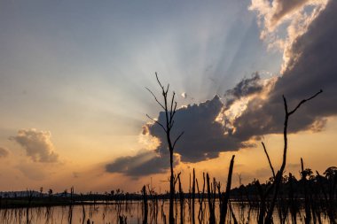 Thakhek, Laos - 19 Nisan 2018: Irreal görünüm Laos Khammouane bölgesinin en uzak bölgelerinden biri bir peyzaj