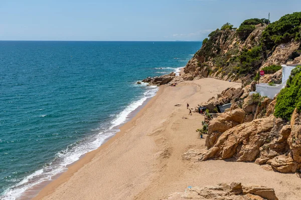 Barcelona España Mayo 2020 Playa Casi Vacía Cataluña Momento Del —  Fotos de Stock