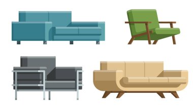 Kanepe, yatak, ev aksesuarları. Mobilya tasarımı