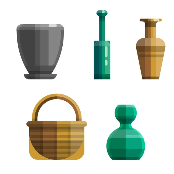 Pots de fleurs, pots pour fleurs, vases — Image vectorielle
