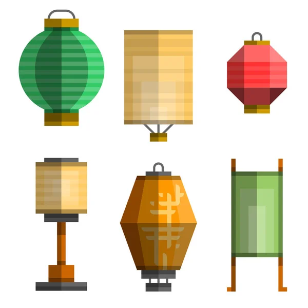 Différentes lanternes de porcelaine . — Image vectorielle