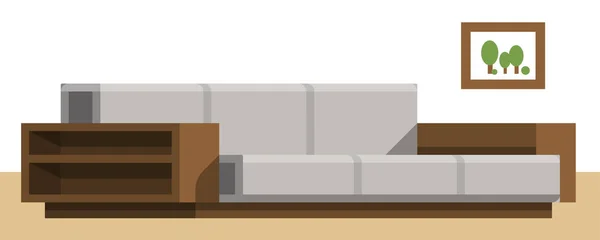 Sofá, accesorios caseros. Diseño de muebles . — Vector de stock